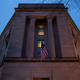 The Department of Justice stands in the early hours of Friday morning, March 22, 2019 in Washington, DC.